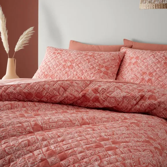 Quilted Duvet Cover Set - Clay, Polyester