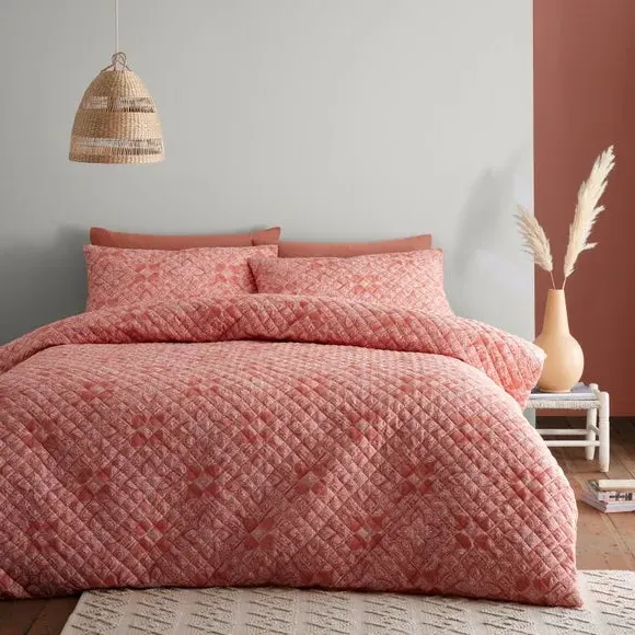 Quilted Duvet Cover Set - Clay, Polyester image