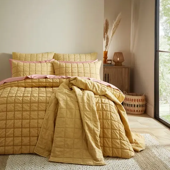 Quilted Duvet Cover Set - Honey, Cotton