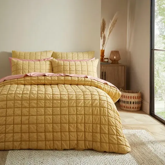 Quilted Duvet Cover Set - Honey, Cotton