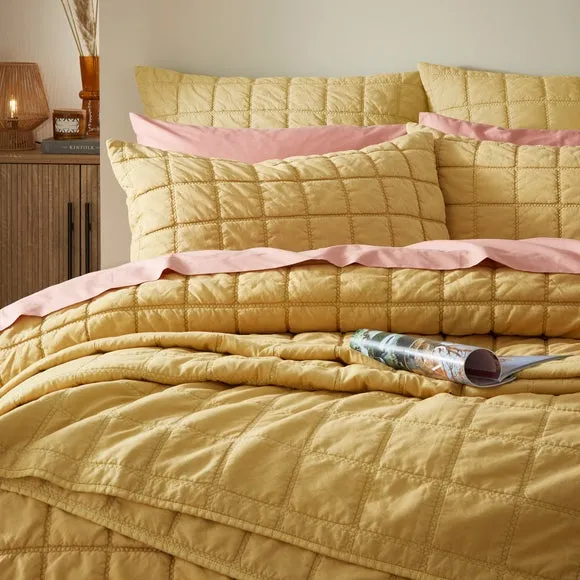 Quilted Duvet Cover Set - Honey, Cotton