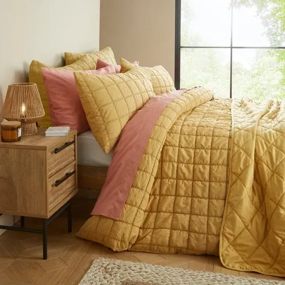Quilted Duvet Cover Set - Honey, Cotton