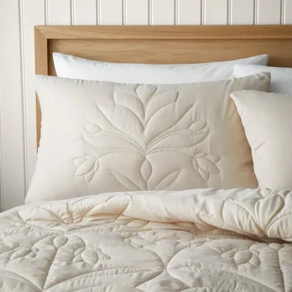 Quilted Duvet Cover Set - Natural, Microfibre