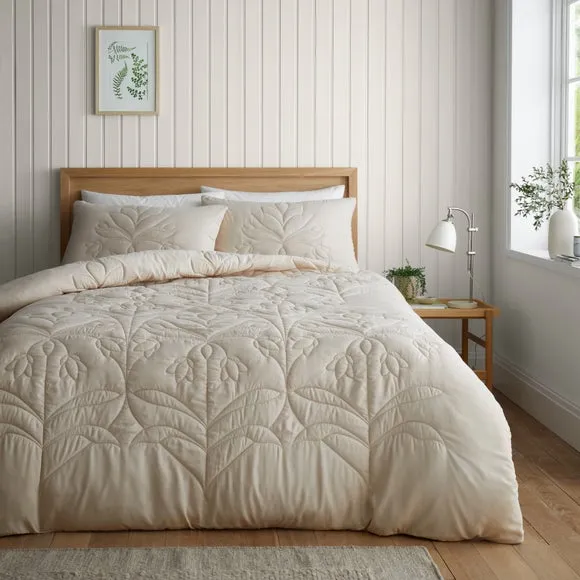 Quilted Duvet Cover Set - Natural, Microfibre image