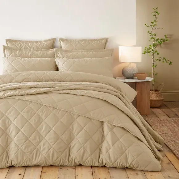 Quilted Duvet Cover Set - Natural, Microfibre