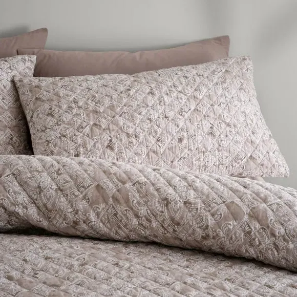 Quilted Duvet Cover Set - Natural, Polyester