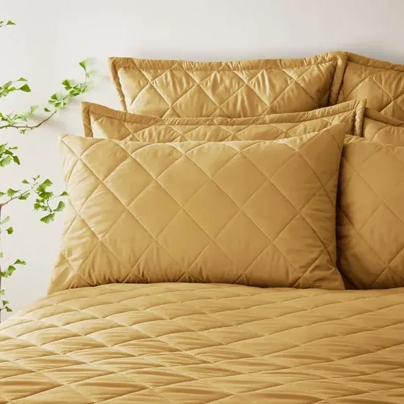 Quilted Duvet Cover Set - Ochre, Microfibre
