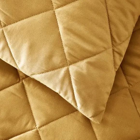 Quilted Duvet Cover Set - Ochre, Microfibre