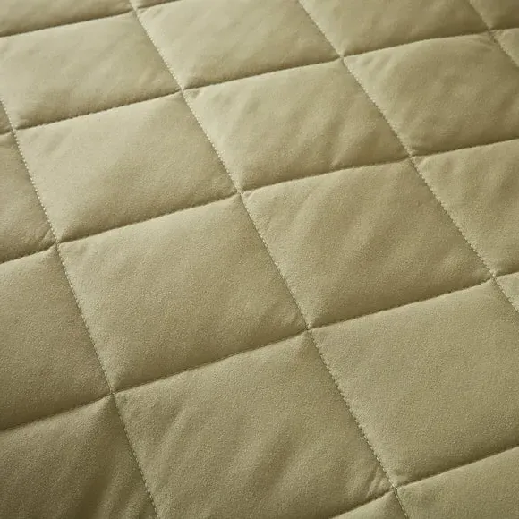 Quilted Duvet Cover Set - Olive, Microfibre