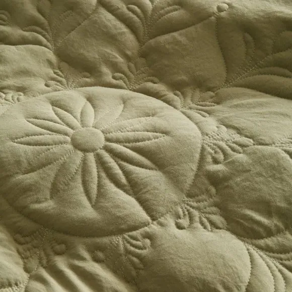 Quilted Duvet Cover Set - Olive, Microfibre