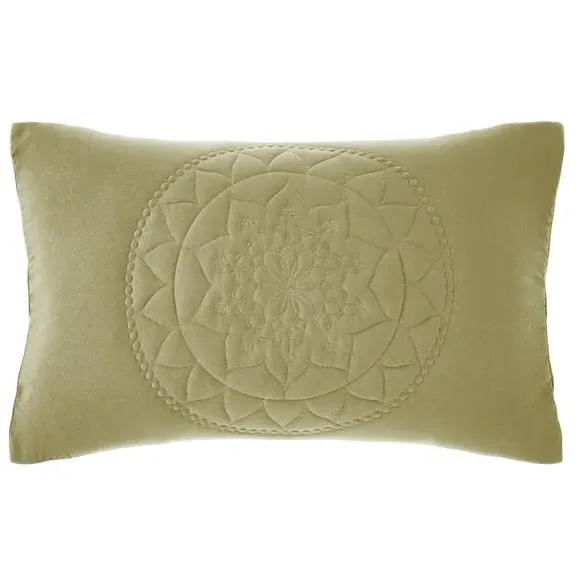 Quilted Duvet Cover Set - Olive, Microfibre