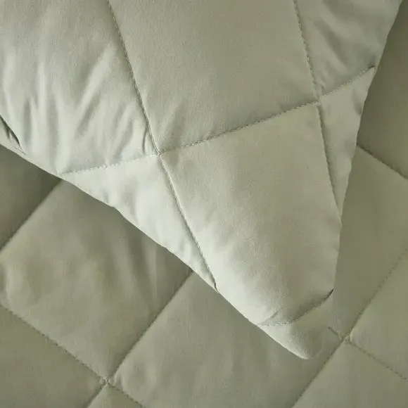 Quilted Duvet Cover Set - Sage, Microfibre