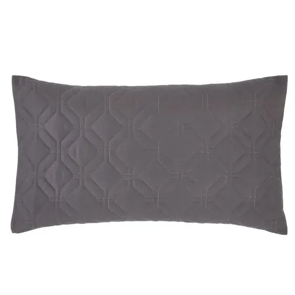 Quilted Duvet Cover Set - Soft Charcoal, Microfibre