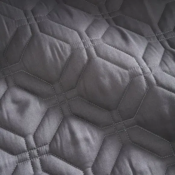 Quilted Duvet Cover Set - Soft Charcoal, Microfibre