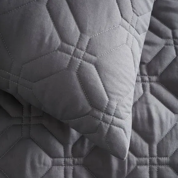 Quilted Duvet Cover Set - Soft Charcoal, Microfibre