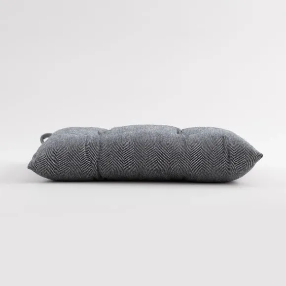 Quilted Seat Pad with Ties - Black, Cotton