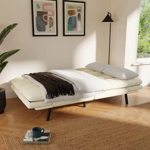 Quilted Sofa Bed with Clic Clac - Natural, Sherpa