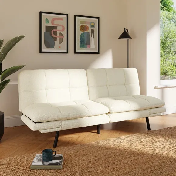 Quilted Sofa Bed with Clic Clac - Natural, Sherpa