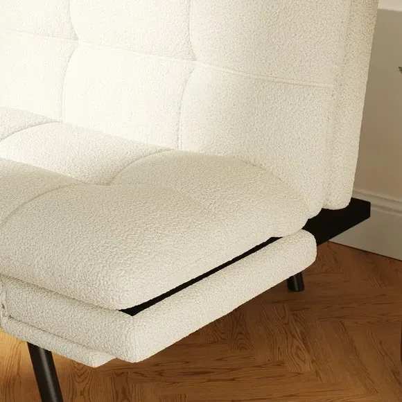 Quilted Sofa Bed with Clic Clac - Natural, Sherpa