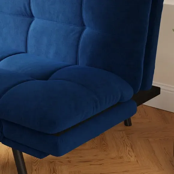 Quilted Sofa Bed with Clic Clac - Navy, Velvet