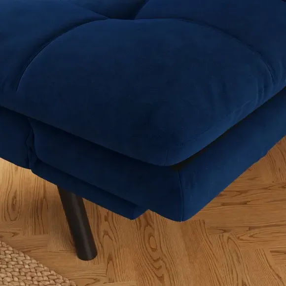 Quilted Sofa Bed with Clic Clac - Navy, Velvet
