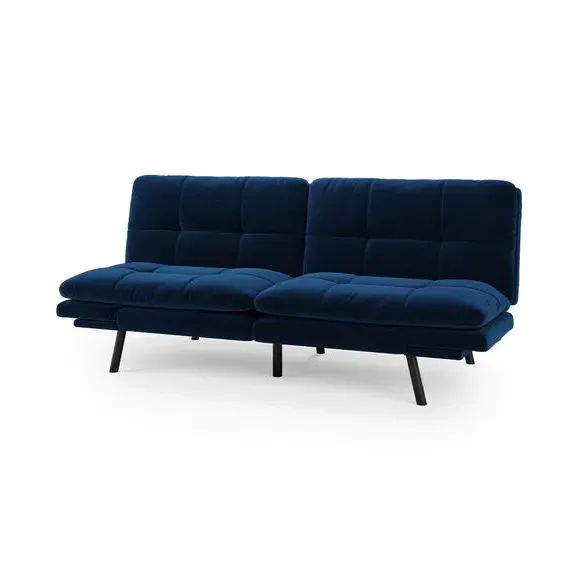 Quilted Sofa Bed with Clic Clac - Navy, Velvet