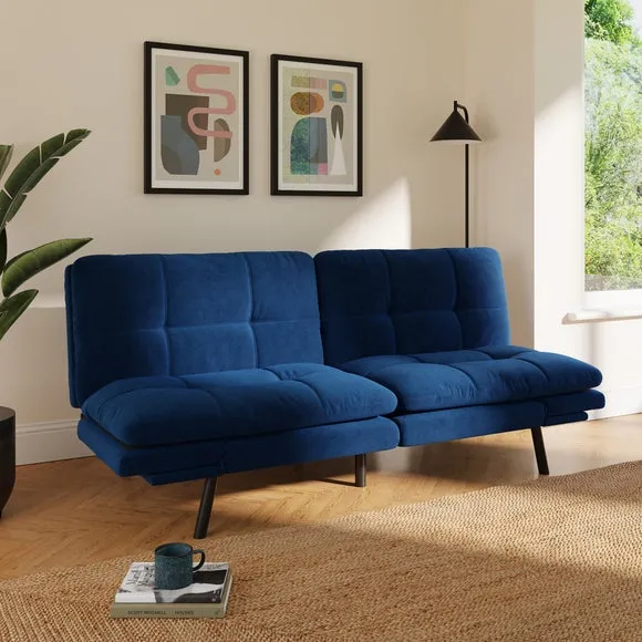 Quilted Sofa Bed with Clic Clac - Navy, Velvet image