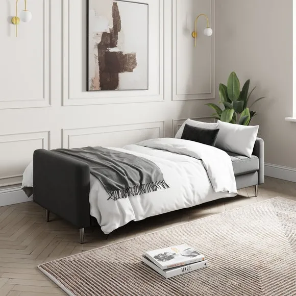 Quilted Storage Sofa Bed - Grey, Velvet