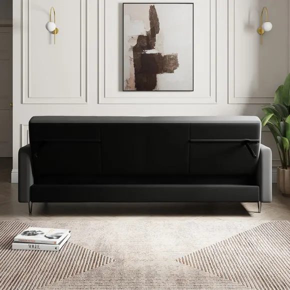 Quilted Storage Sofa Bed - Grey, Velvet