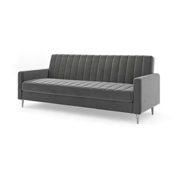 Quilted Storage Sofa Bed - Grey, Velvet