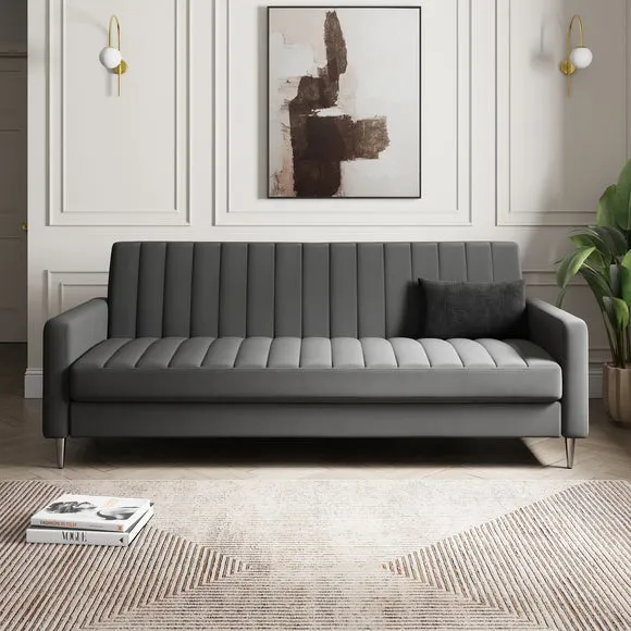 Quilted Storage Sofa Bed - Grey, Velvet image