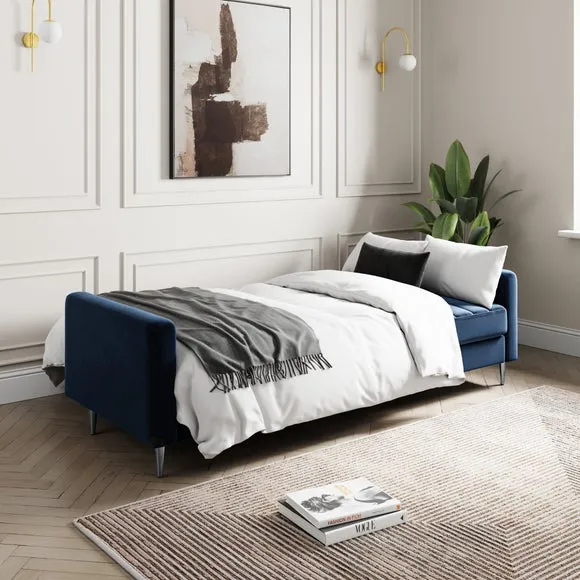 Quilted Storage Sofa Bed - Navy, Velvet