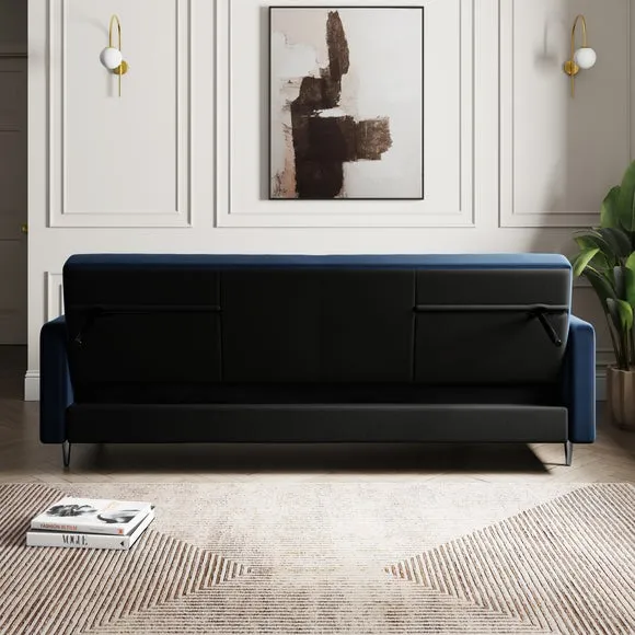 Quilted Storage Sofa Bed - Navy, Velvet