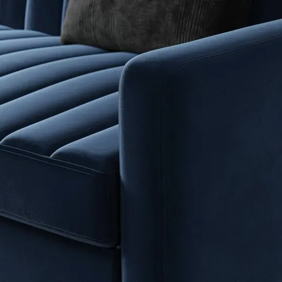 Quilted Storage Sofa Bed - Navy, Velvet