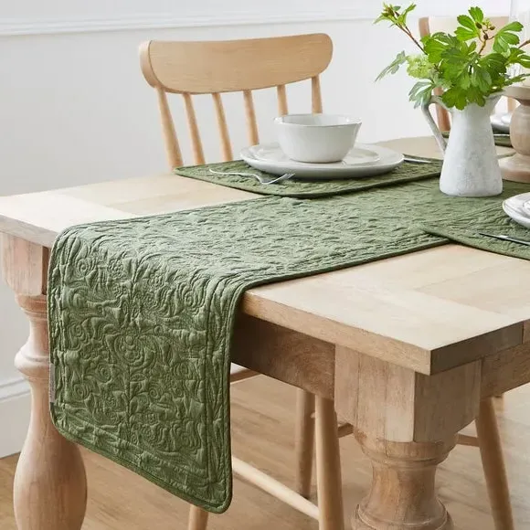 Quilted Table Runner - Olive, Cotton image
