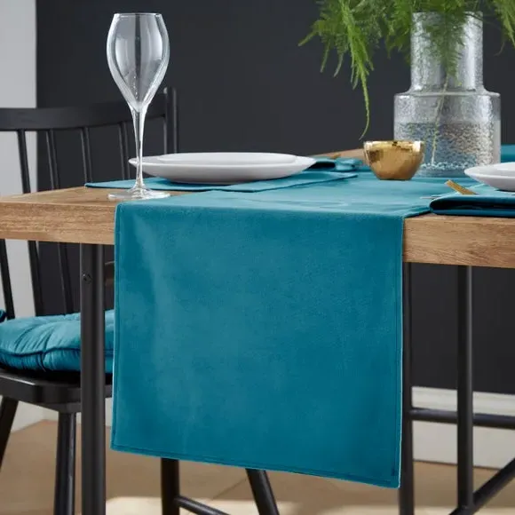 Quilted Table Runner - Teal, Velour