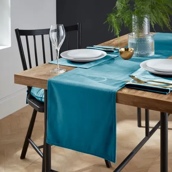 Quilted Table Runner - Teal, Velour