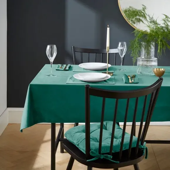 Quilted Tablecloth - Bottle Green, Recycled Velour