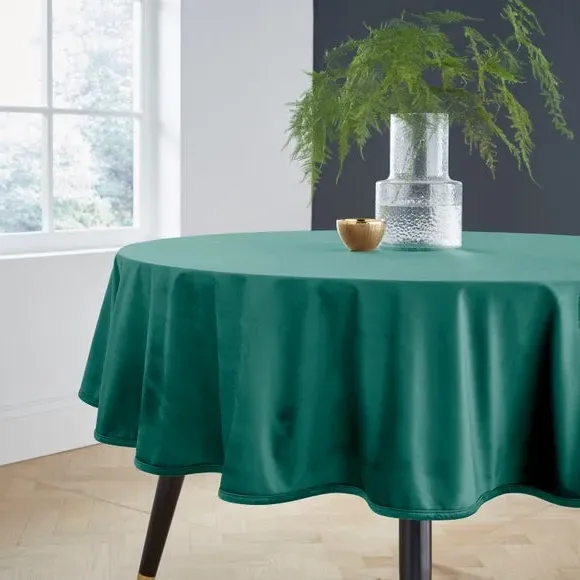 Quilted Tablecloth - Bottle Green, Recycled Velour image