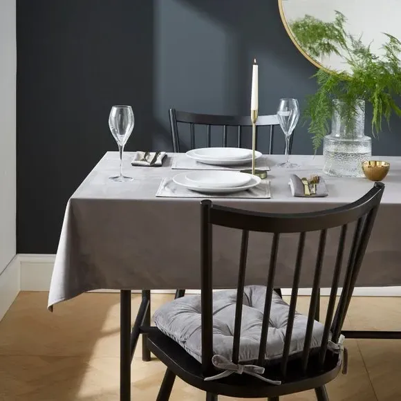 Quilted Tablecloth - Grey, Recycled Velour
