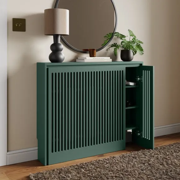 Radiator Cover with Storage - Bottle Green, Wood