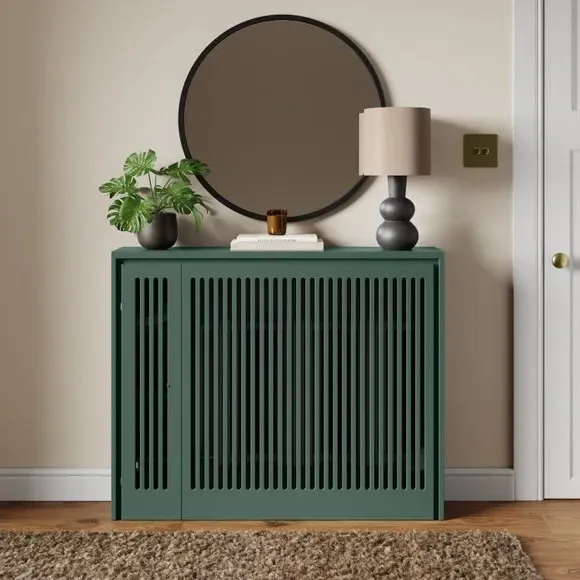 Radiator Cover with Storage - Bottle Green, Wood image
