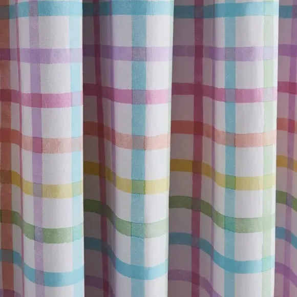 Rainbow Check Blackout Eyelet Curtains - Pink, Cotton