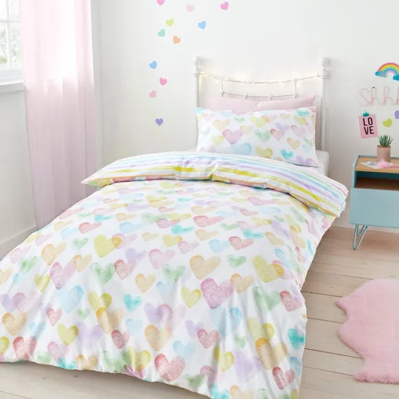 Rainbow Hearts Duvet Cover Set - Multicolor image