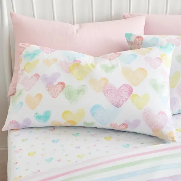 Rainbow Hearts Duvet Cover Set - Multicolor