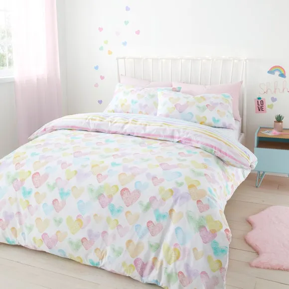 Rainbow Hearts Duvet Cover Set - Multicolor