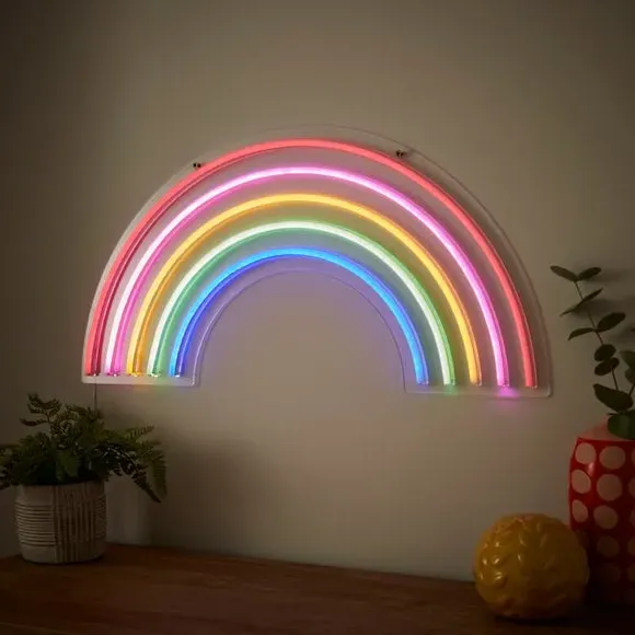 Rainbow Neon Wall Light - White, LED