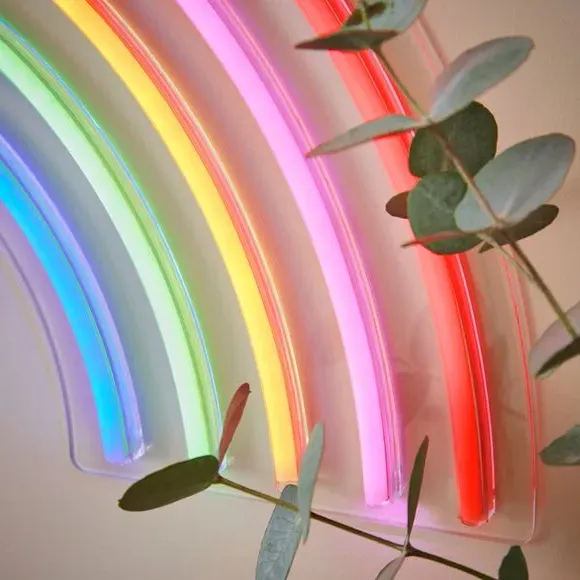 Rainbow Neon Wall Light - White, LED
