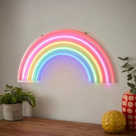 Rainbow Neon Wall Light - White, LED image
