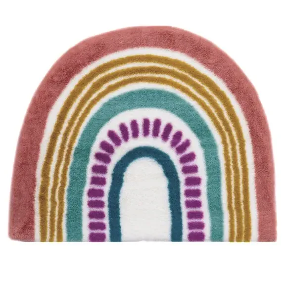 Rainbow Shaped Rug - Multicolor, Faux Fur